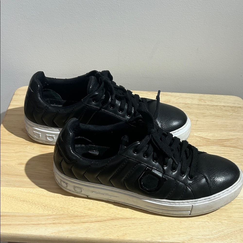Salvatore Ferragamo Black and White Sneakers